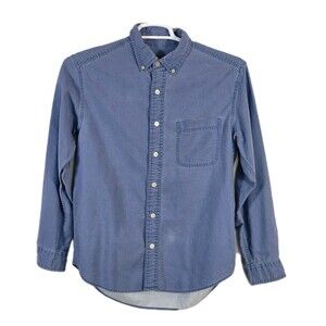 VTG Eddie‎ Bauer Men’s Small Blue Denim Faded Distressed Long Sleeve Shirt